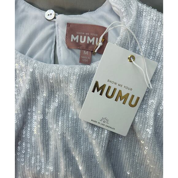 Show Me Your Mumu Good Time White Sequin Top Medium NWT Long Sleeve Party Blouse - Picture 5 of 8